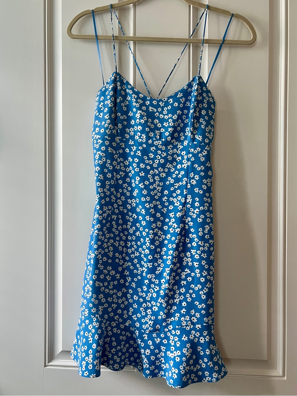 Zara Blue Floral Mini Slip Dress Small